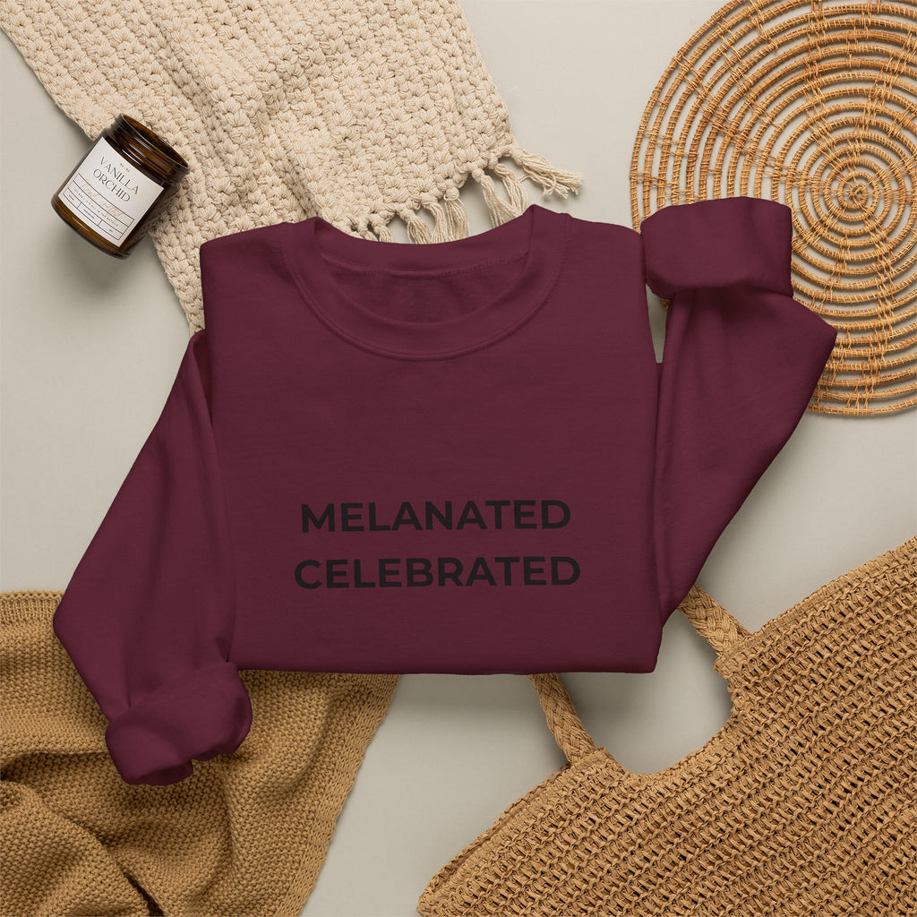 Melanated Celebrated Crewneck Sweatshirt (Center Design)