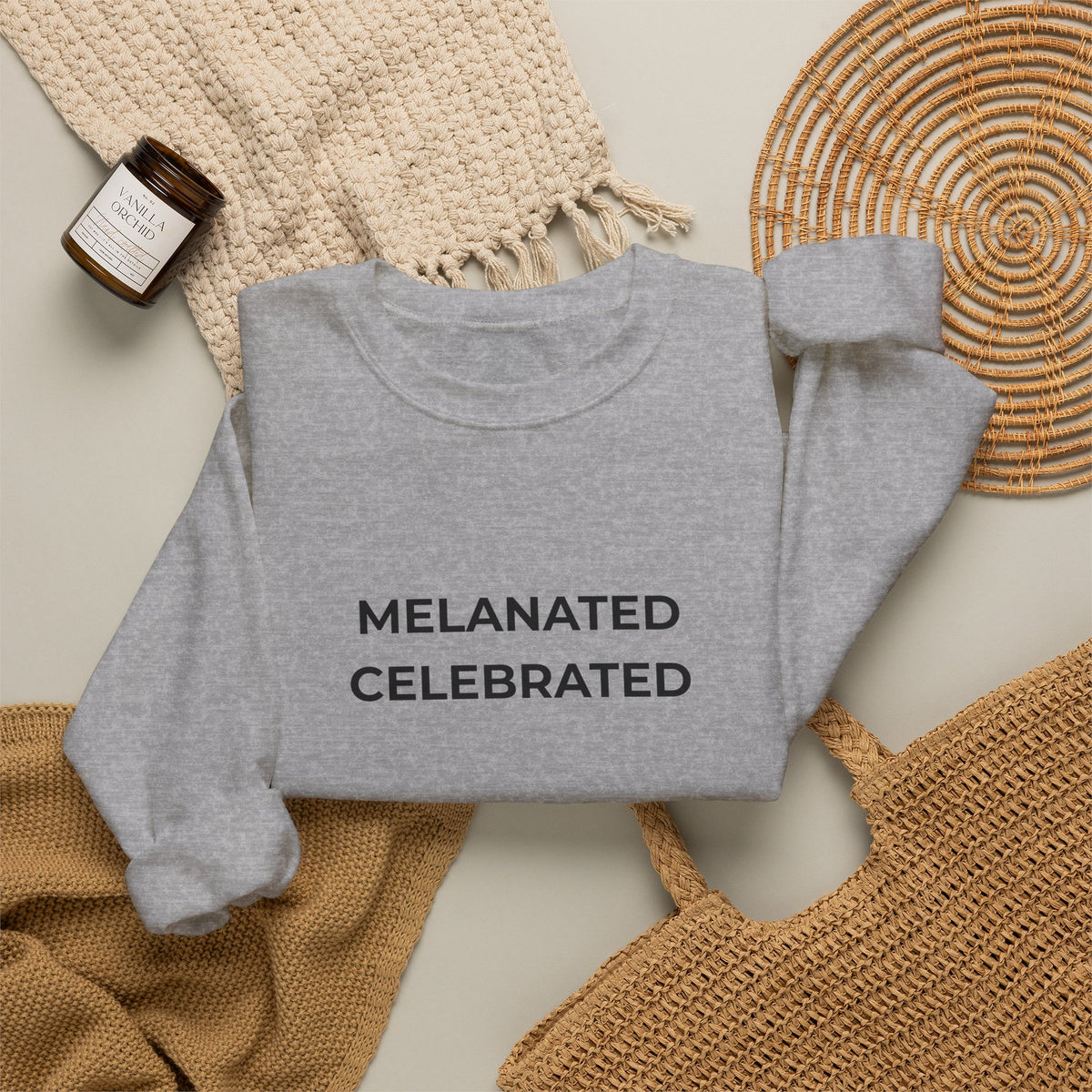 Melanated Celebrated Crewneck Sweatshirt (Center Design)
