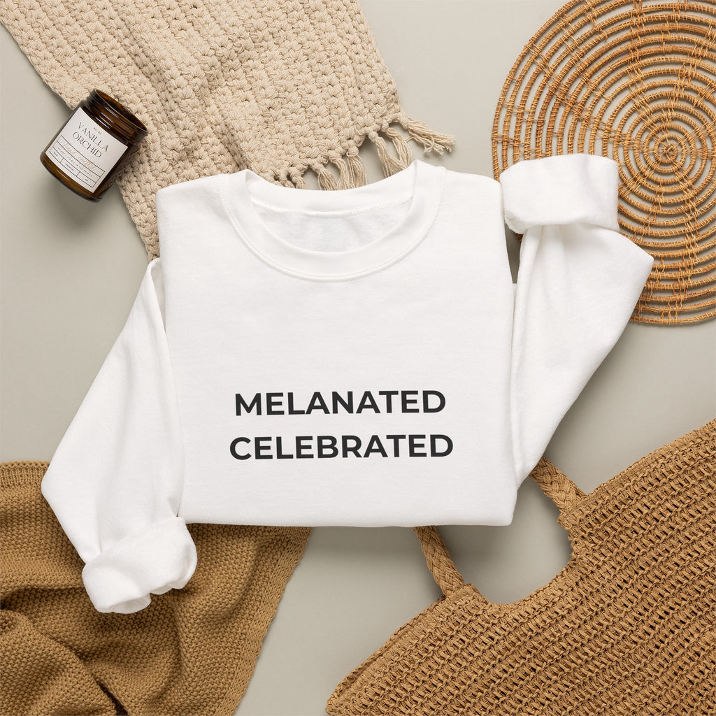 Melanated Celebrated Crewneck Sweatshirt (Center Design)